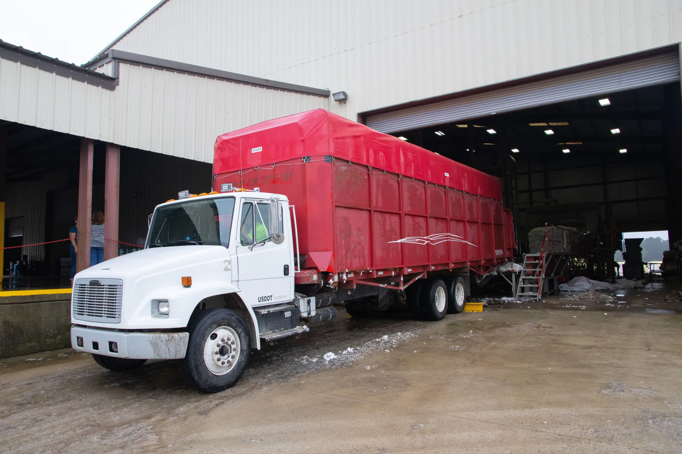 Freight activity at warehouse loading docks